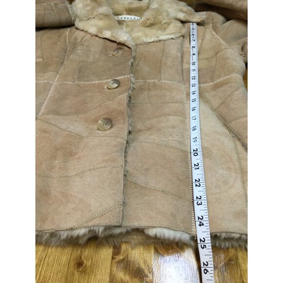 Vintage Excelled Womens Leather Jacket Size L Shearling Patchwork Penny Lane - Picture 8 of 9